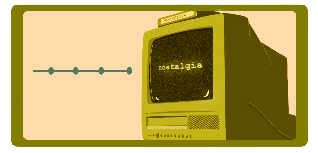 old tv with nostalgia written on it
